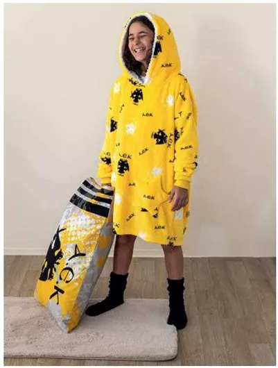 Παιδική Κουβέρτα Palamaiki ΑΕΚ με Μανίκια & Κουκούλα Κίτρινο
