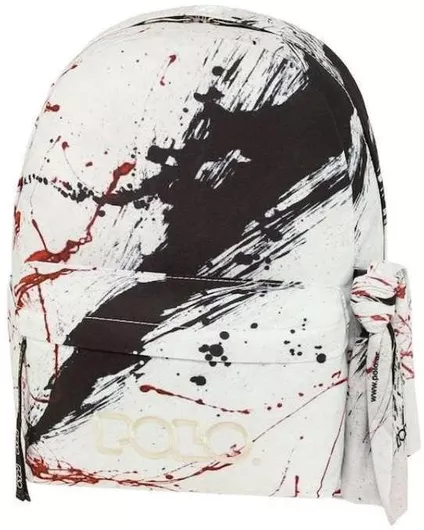 Σχολική Τσάντα Δημοτικού Πλάτης Polo Original Scarf Λευκό / Μαύρο / Φούξια
