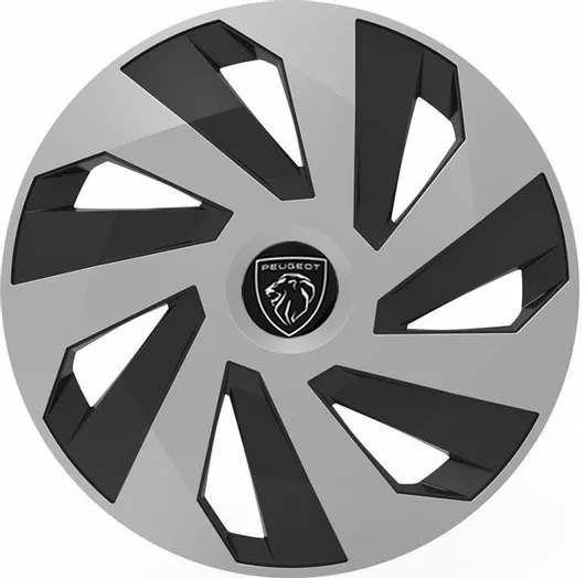Τάσια Αυτοκινήτου Versaco Vector με Σήμα Peugeot 14" Σετ 4τμχ Χρώμιο / Μαύρο