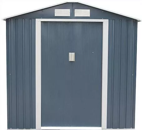 Αποθήκη Κήπου Μεταλλική Γαλβανιζέ Polis Γκρι με Διπλή Πόρτα & Αεραγωγό 261x181x198cm