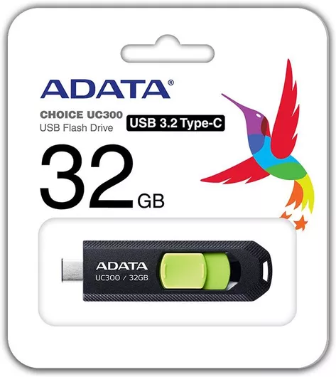Adata UC300 32GB USB 3.2 Stick με σύνδεση USB-C Μαύρο