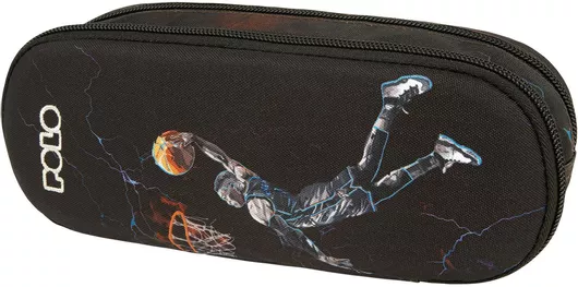 Σχολική Κασετίνα Polo Peak Basket Διπλή Οβάλ Μαύρη