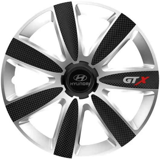 Τάσια Αυτοκινήτου Versaco GTX Καρμπόν με Σήμα Hyundai 14" Σετ 4τμχ Μαύρο / Ασημί