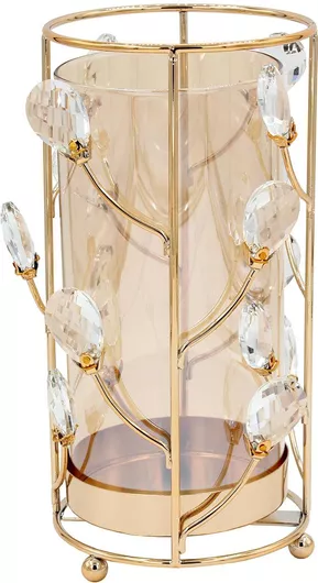 Κηροπήγιο Keskor 43042 Μεταλλικό με Κρύσταλλο 14x14x24cm Χρυσό