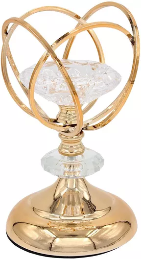 Κηροπήγιο Keskor 43059 Μεταλλικό με Κρύσταλλο 12x12x21cm Χρυσό