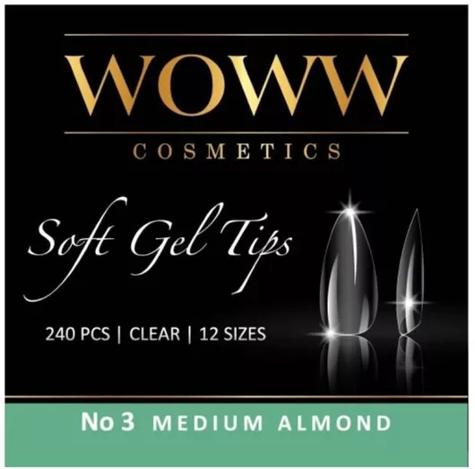 Tips Νυχιών Woww Soft Gel Tips 3 Medium Almond Σετ 240τμχ