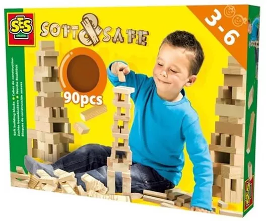 Τουβλάκια Ses Creative Soft & Safe από Πλαστικό Σετ 90τμχ για 3+ Ετών