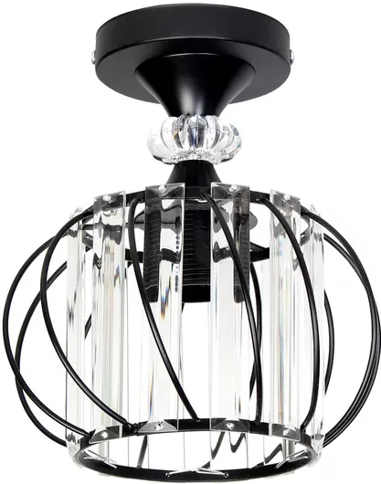 Πλαφονιέρα Οροφής Keskor Ε27 Μοντέρνο Μέταλλο / Γυαλί 18x22x22cm Μαύρο