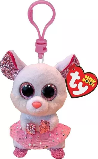 Μπρελόκ TY Beanie Boos Nina Λευκό Ποντίκι Μπαλαρίνας 8.5cm από Ύφασμα Ροζ
