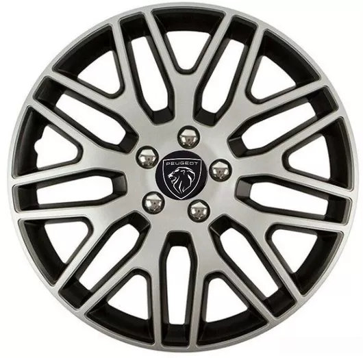 Τάσια Αυτοκινήτου Versaco Dakar NC με Σήμα Peugeot 16" Σετ 4τμχ Ασημί / Μαύρο