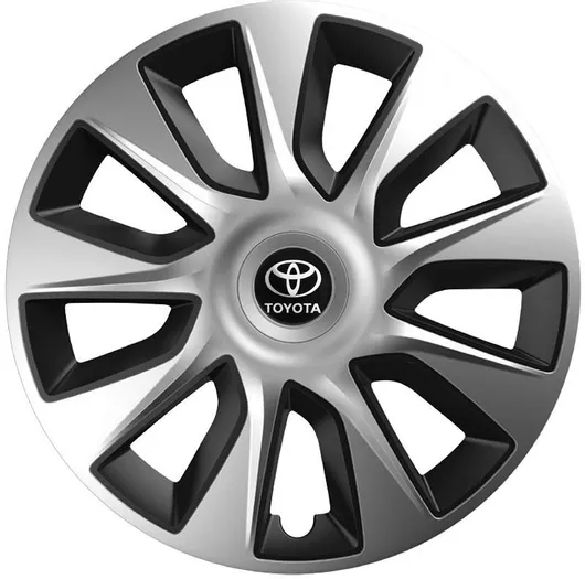 Τάσια Αυτοκινήτου Versaco Stratos 16" με Σήμα Toyota Σετ 4τμχ Ασημί / Μαύρο