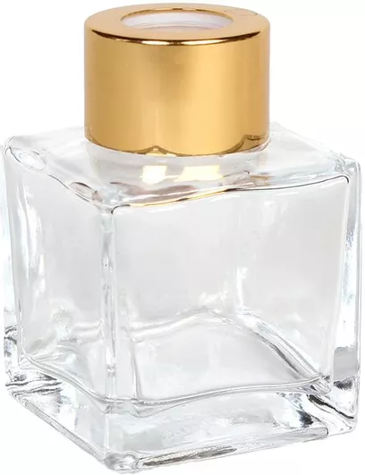 Μπουκαλάκι Keskor για Αρωματικό Χώρου Γυαλί 50ml 4.8x4.8x7cm Διάφανο/Χρυσό