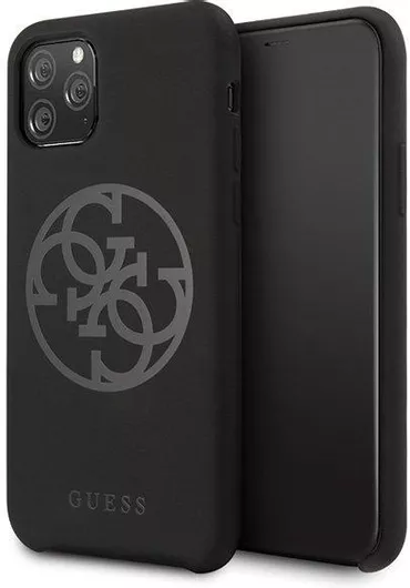 Guess 4G Tone on Tone Back Cover Σιλικόνης Μαύρο iPhone 11 Pro