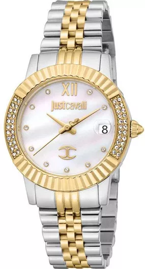 Γυναικείο Ρολόι Just Cavalli Glam με Μεταλλικό Μπρασελέ Χρυσό/Ασημί
