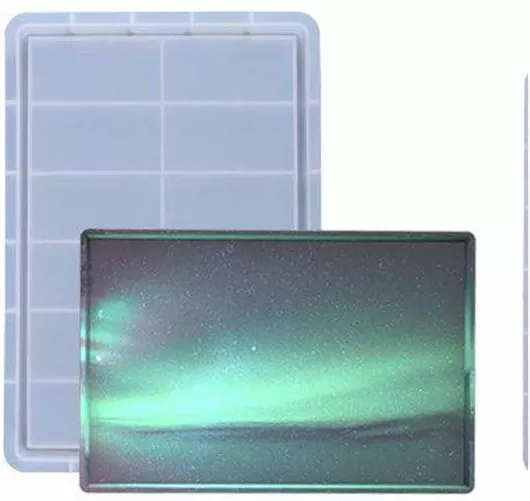 Καλούπι Σιλικόνης με Σχέδιο Δίσκος Μεγάλος με Γείσο Ορθογώνιος για Jesmonite/Γύψο/Τσιμέντο/Ρητίνη/Υγρό Γυαλί 32x22x2.2cm