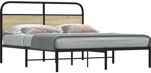 Πλαίσιο Κρεβατιού vidaXL χωρίς Στρώμα Sonoma Δρυς 160x200cm Επ. Ξύλο 1 τεμ. - Διπλό - Καφέ