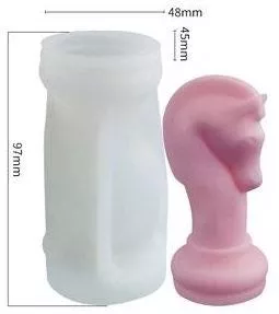 Καλούπι Σιλικόνης με Σχέδιο Πιόνια Σκάκι 3d Ίππος για Jesmonite/Γύψο/Τσιμέντο/Ρητίνη/Υγρό Γυαλί/Κερί 9.7x4.8cm