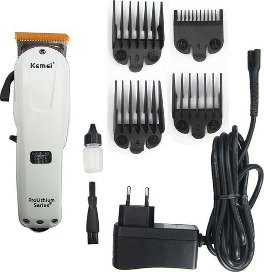 Kemei Επαγγελματική Επαναφορτιζόμενη Κουρευτική Μηχανή Λευκή KM-2601