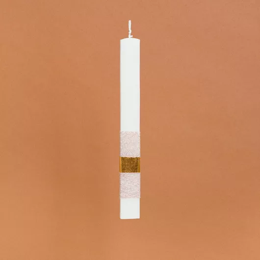 Πασχαλινή Λαμπάδα Beauty Home Στολισμένη Δαχτυλίδι Στρογγυλή Ενηλίκων Λευκό