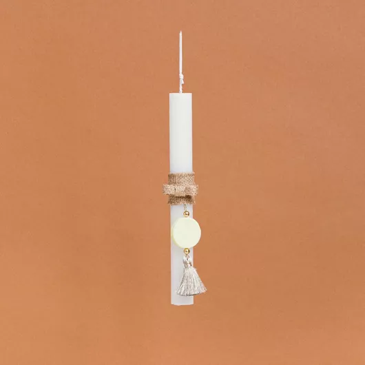 Πασχαλινή Λαμπάδα Beauty Home Στολισμένη Σαπουνάκι Στρογγυλή Ενηλίκων Λευκό