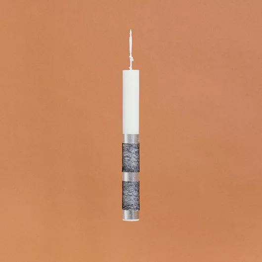 Πασχαλινή Λαμπάδα Beauty Home Στολισμένη Κορδέλα Στρογγυλή Ενηλίκων Λευκό/Μαύρο