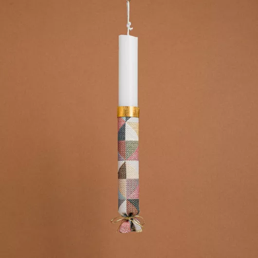 Πασχαλινή Λαμπάδα Beauty Home Στολισμένη Τρίγωνα Στρογγυλή Ενηλίκων Πολύχρωμο