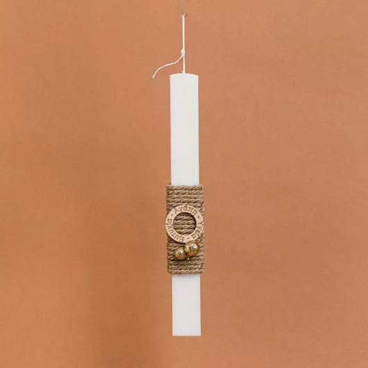 Πασχαλινή Λαμπάδα Beauty Home Στολισμένη Ευχές Στρογγυλή Ενηλίκων Λευκό