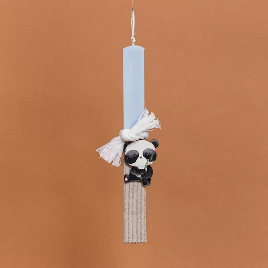 Πασχαλινή Λαμπάδα Beauty Home Στολισμένη Panda Στρογγυλή για Αγόρια Λευκό