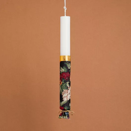 Πασχαλινή Λαμπάδα Beauty Home Στολισμένη Floral Βελούδινη Στρογγυλή Ενηλίκων Πολύχρωμο