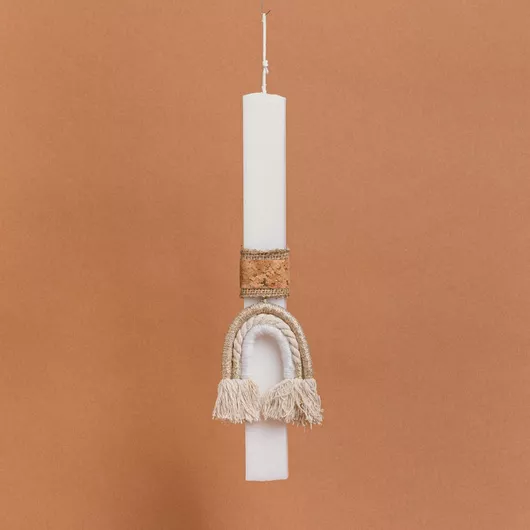 Πασχαλινή Λαμπάδα Beauty Home Στολισμένη Ουράνιο Τόξο Στρογγυλή για Κορίτσια Λευκό/Χρυσό