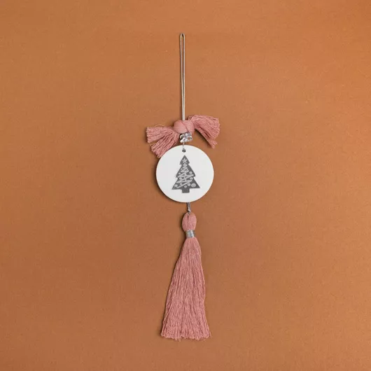 Χριστουγεννιάτικο Στολίδι Δέντρου Beauty Home Δέντρο Κεραμικό Ασημί/Ροζ