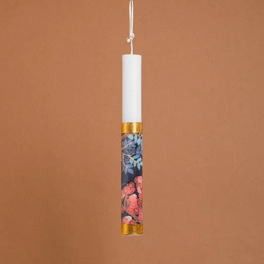 Πασχαλινή Λαμπάδα Beauty Home Στολισμένη Floral Στρογγυλή Βελούδινη Ενηλίκων Πολύχρωμο