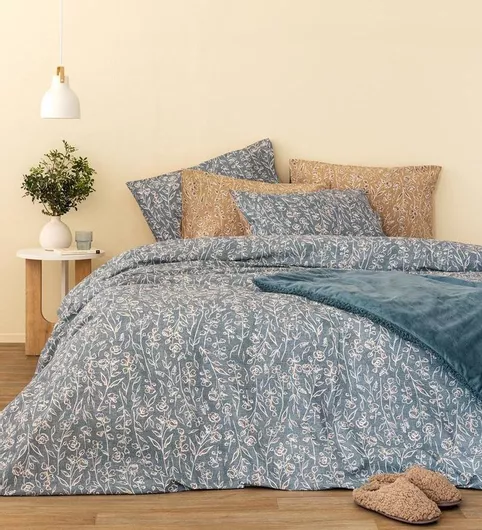 Σετ Σεντόνια Palamaiki Fashion Life FL6255 με Λάστιχο Υπέρδιπλο 4τμχ 170x200cm Μπλε