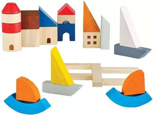 Τουβλάκια Plan Toys Λιμάνι για 18+ Μηνών