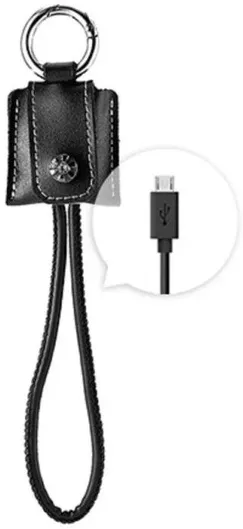 Μπρελόκ WK με Καλώδιο Φόρτισης Micro USB 32cm Μαύρο