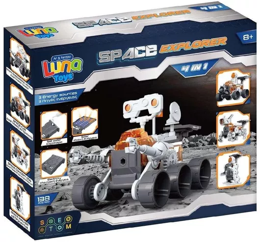 Τουβλάκια Luna Toys STEM Οχήματα Διαστήματος 4 σε 1 DIY για 8+ Ετών Σετ 138τμχ
