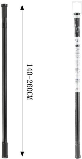 Βέργα Κουρτίνας Μπάνιου Tpster 36659 Πτυσσόμενη Ίσια Μεταλλική Μαύρο