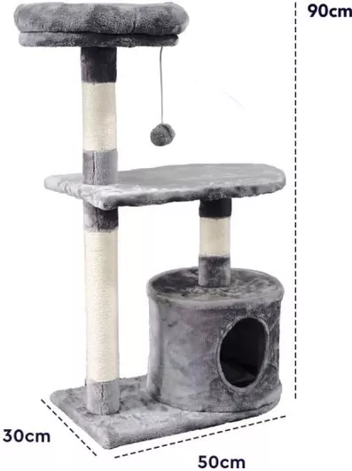 Ονυχοδρόμιο Γάτας 3 Επιπέδων 30x50x90cm Γκρι