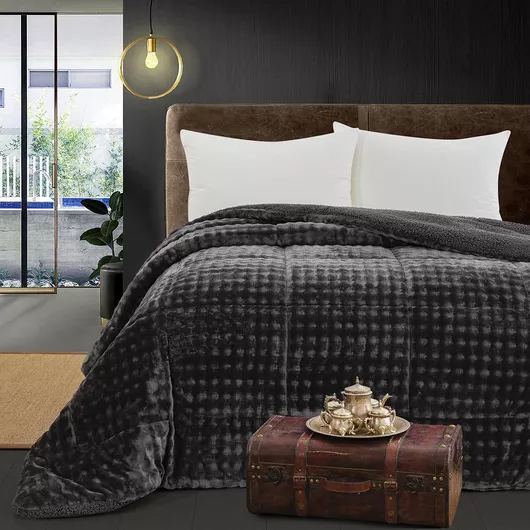 Πάπλωμα Beauty Home Art 12513 Υπέρδιπλο Μονόχρωμο με Γέμιση Πολυεστερική Βάτα 220x240cm Ανθρακί
