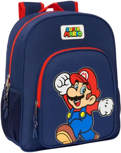 Σχολική Τσάντα Δημοτικού Safta Πλάτης Super Mario Bros Μπλε