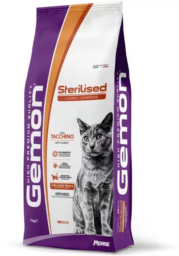 Ξηρά Τροφή Γάτας Gemon Sterilised 7kg για Ενήλικες Στειρωμένες Γάτες με Γαλοπούλα 