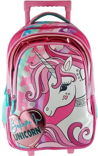 Σχολική Τσάντα Δημοτικού Trolley Unicorn Ροζ