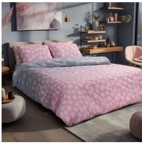 Σετ Μαξιλαροθήκες Lino Home Florito 50x70cm 2τμχ Ροζ