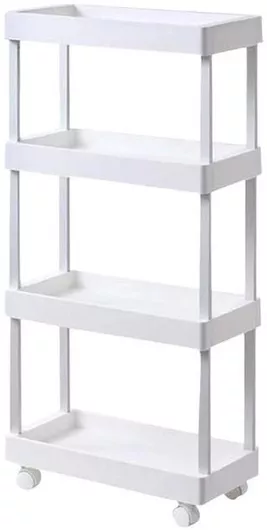 Ραφιέρα Κουζίνας Tradesor Πλαστική 4 Επιπέδων με Ρόδες 86x40x22cm Λευκό