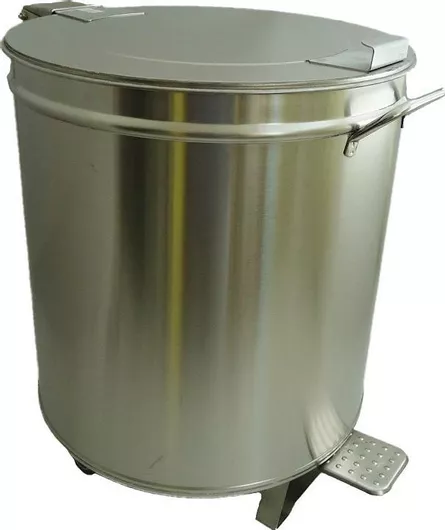 Κάδος Απορριμμάτων Caff S.L. Μεταλλικός Τροχήλατος με Πεντάλ 50lt Inox