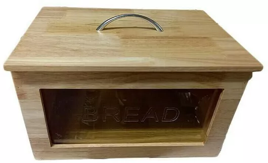 Ψωμιέρα Καρβούνης με Καπάκι Ξύλινη 31.5x21x17cm σε Μπεζ Χρώμα