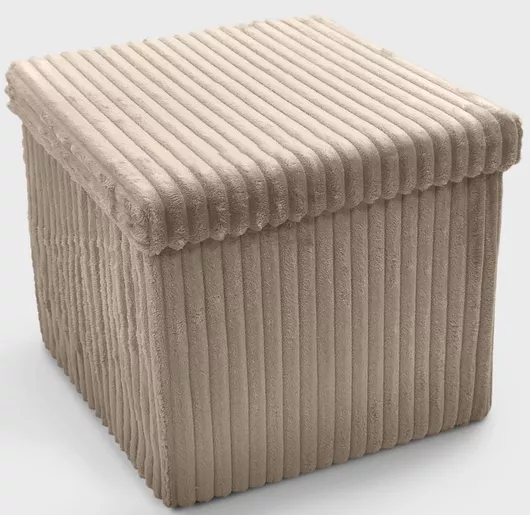 Σκαμπό Σαλονιού με Αποθηκευτικό Χώρο Επενδυμένο με Βελούδο Μπεζ 38x38x38cm