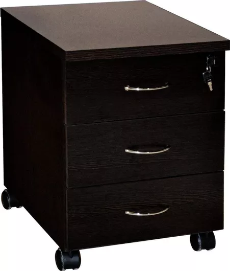 Συρταριέρα Γραφείου Ξύλινη με Ροδάκια Κλειδαριά & 3 Συρτάρια 38x48x55cm Wenge