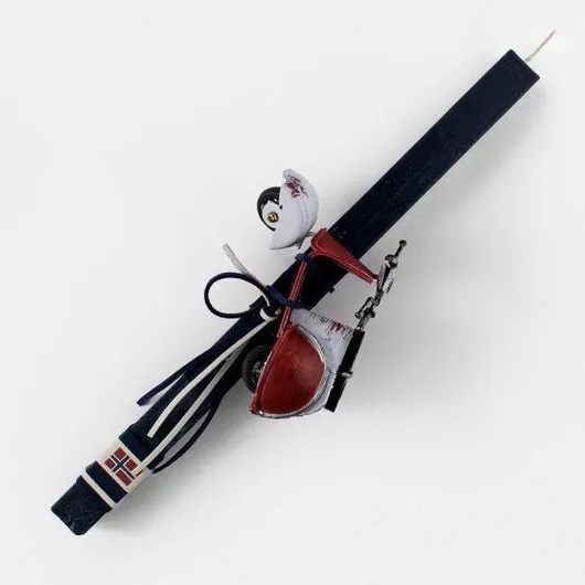 Πασχαλινή Λαμπάδα Χειροποίητη με μηχανάκι κόκκινο