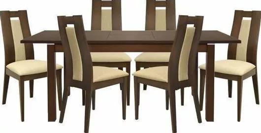 Τραπεζαρία Επεκτεινόμενη 7τμχ Καρυδί 150(+44)x90cm